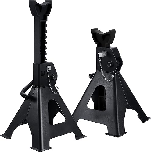 Gisafai 1 par de 3 toneladas, 6600 libras, soporte de elevación ajustable de trinquete para automóvil con pasadores de bloqueo dobles, soportes de