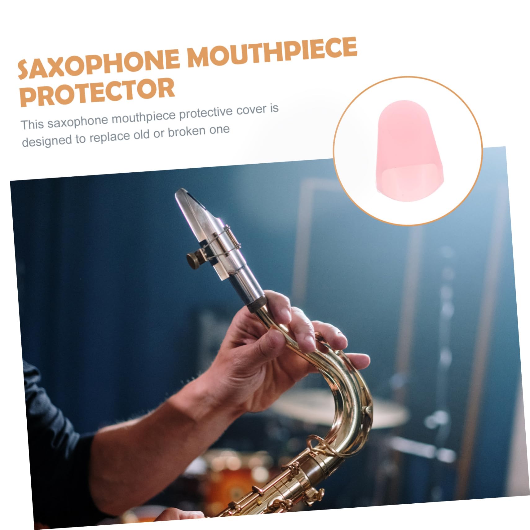 ifundom Saxophone Hat Sax Cover 37mm Pink Clarinet Head Protector Sax Mouthpiece Protective Cap Sturdy Silicone Material