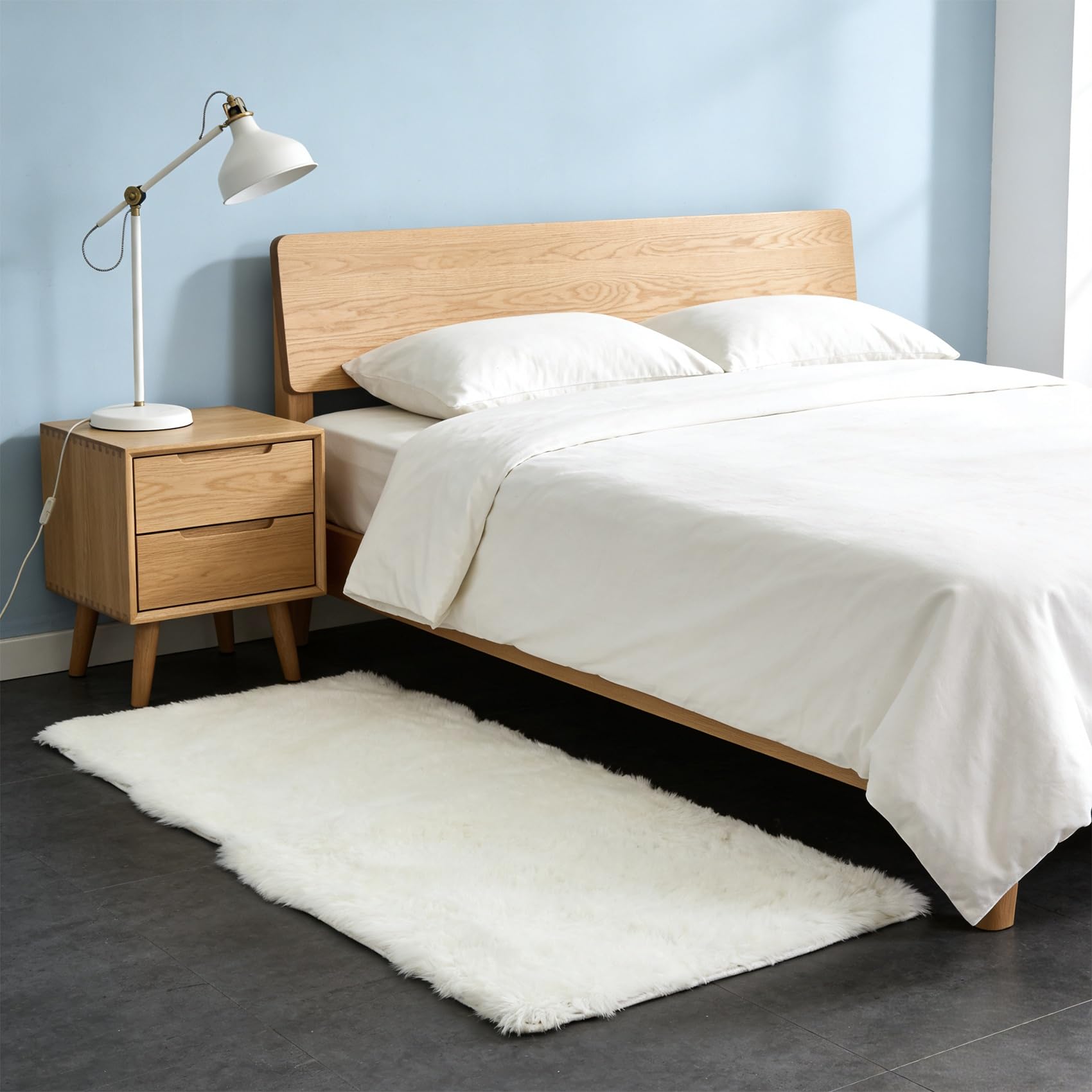 Tapis de salon à poils longs blanc 235x200 tapis shaggy moderne