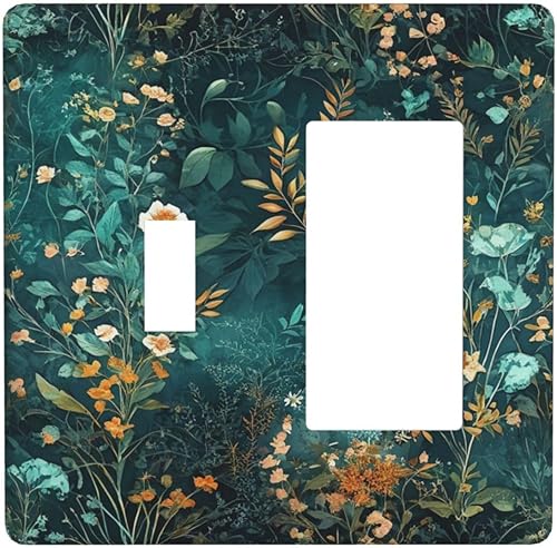 Miniatura 134 de Cubiertas Decorativas para Tomacorrientes Boho Floral Beige Flor y Hoja Botánico 1 Gang Interruptor de Luz Dúplex Placa Cubierta Placas de Boho
