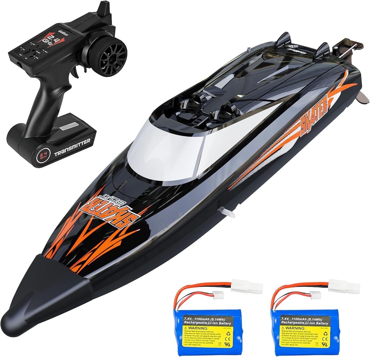 Skater RC Boat Barco de Control Remoto de Carreras de Alta Velocidad de 25 km/h, 2 baterías | Lancha Rápida para Niños y Adultos, para Lagos y Piscinas, Autoadrizable