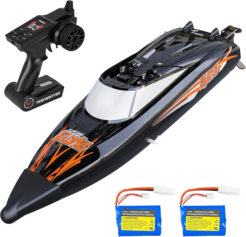 Skater RC Boat Barco de Control Remoto de Carreras de Alta Velocidad de 25 km/h, 2 baterías | Lancha Rápida para Niños y Adultos, para Lagos y Piscinas, Autoadrizable
