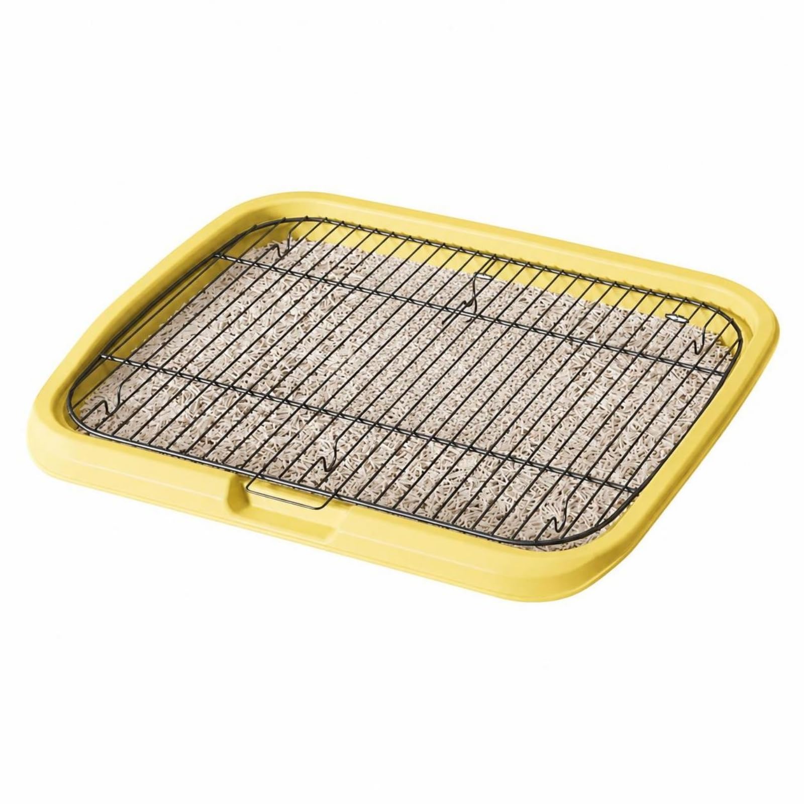 Colcolo Plateforme de Repos Bac à Déjections Chien Plateau Potty Tapis Grille Amovible avec Zone Texturée et Ouverture Basse en PP et Fer Adaptée aux, Jaune Mangue, Style to 4