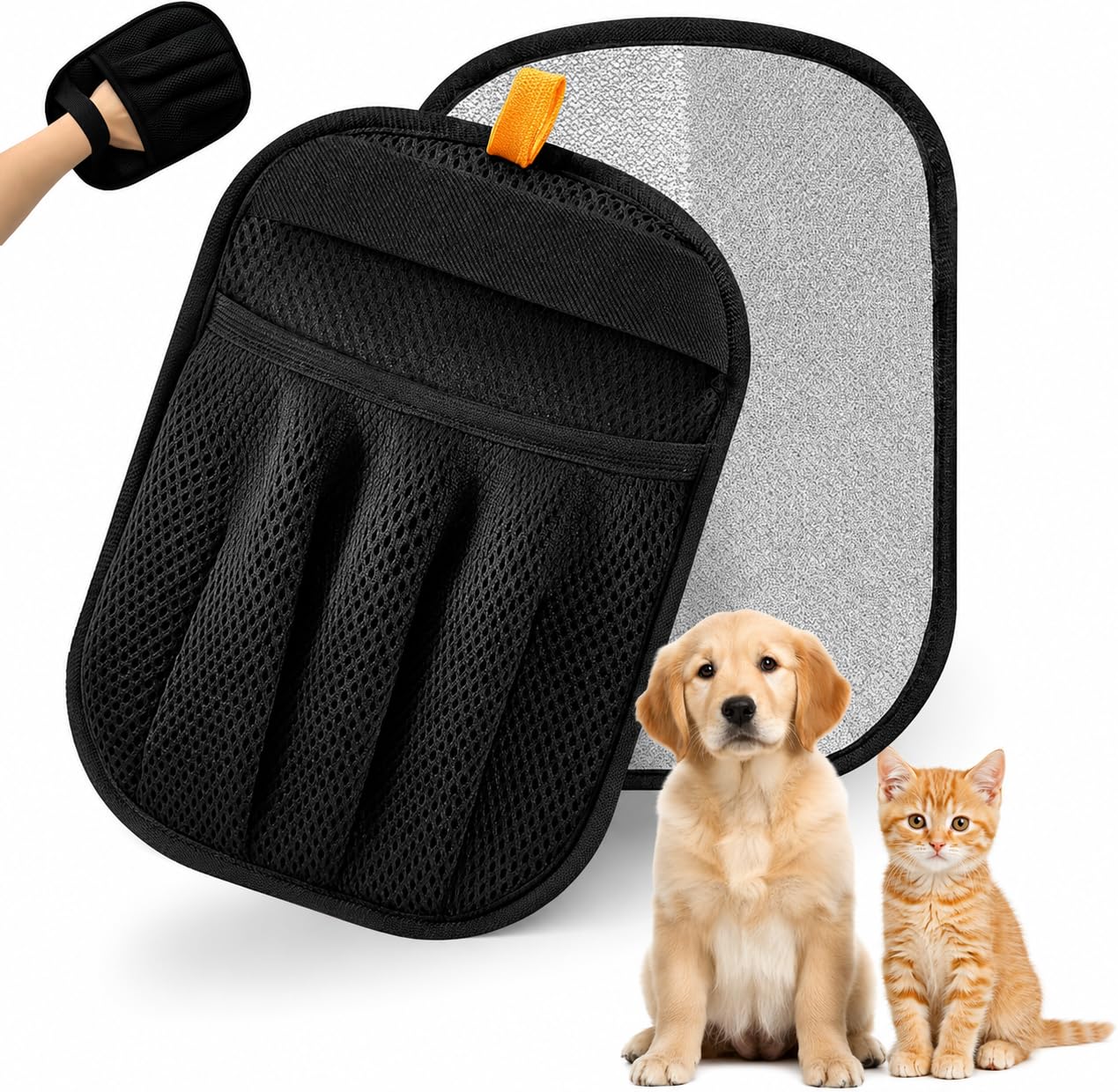 Gants d'épilation pour chats et chiens – Gants de toilettage réutilisables pour la perte de poils, le bain et le toilettage des animaux de compagnie – Outil de toilettage pour chat et animal