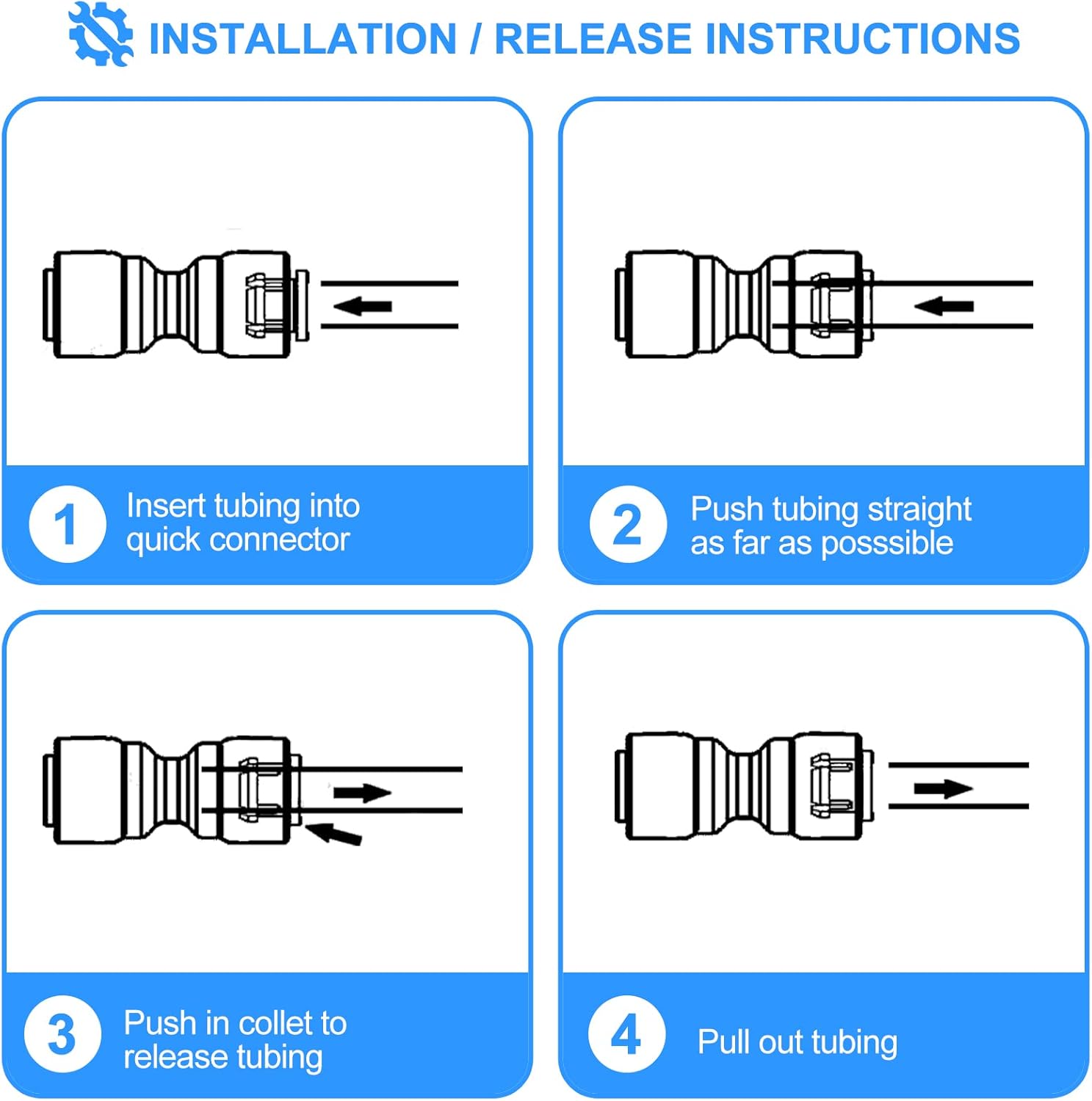 Inline Water Filter for Ice Maker and Refrigerator,Include 1/4" Water Line and Push to Connect Fittings + 30FT 1/4 Inch O.D.RO Water Tubing(blue),NSF Certified Pipe for RO(Reverse Osmosis) Water Purif