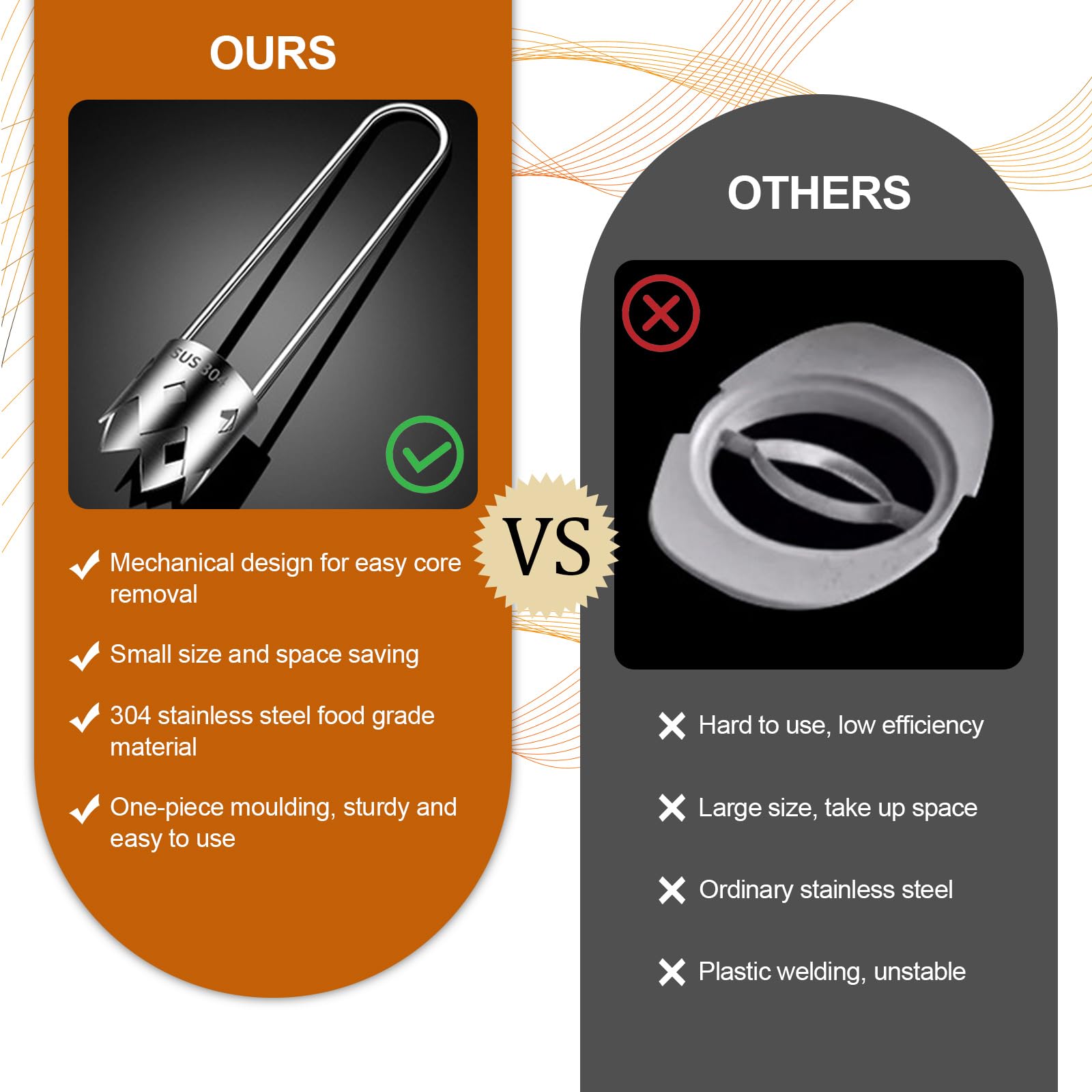 Red Bell Pepper Corer - Pepper, Pineapple, Pear, Apple Corer - 304 Stainless Steel, Rust Resistant, Designed for a Wide Range of Fruits and Vegetables - Easy to Clean - Image 4