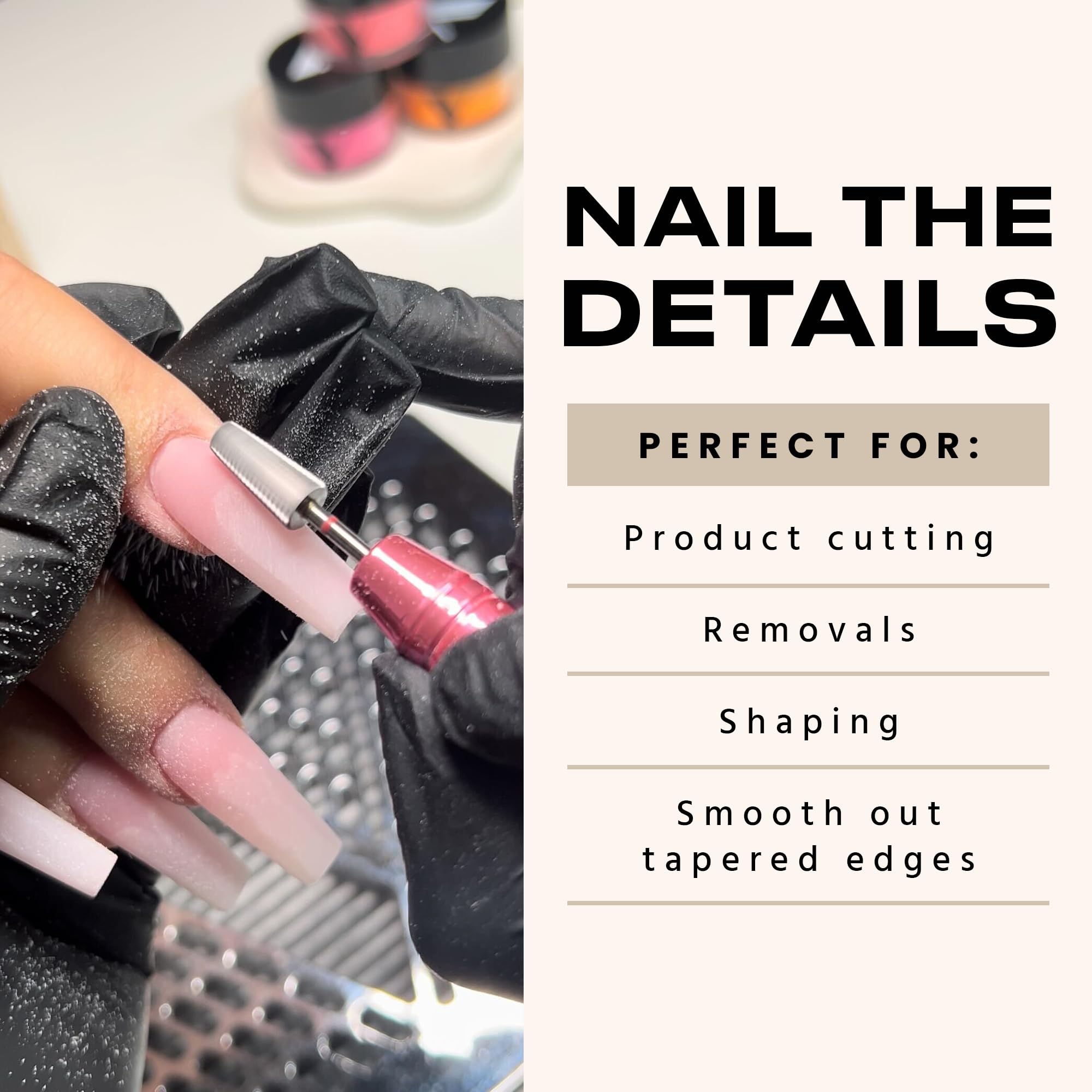 V Beauty - Brocas de uñas profesionales 5 en 1 (finas) - Kit de taladro eléctrico de uñas para manicura, pedicura y arte 3D - Brocas portátiles EFile para técnicos de uñas, salón y bricolaje en casa