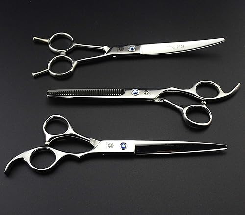 Miniatura 5 de Purple Dragon 7.0 pulgadas Rhinestone Decoración 3PCS Pet Grooming Tijeras Perro Corte y adelgazamiento Tijeras Set