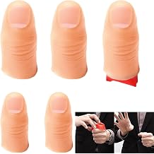 6-Piece Magic Trick Set 2 Small & 3 Large Soft Thumb Tips with Nails + 15x15cm Silk Scarf, Perfect for Vanishing, Appearing & Exchange Magic, Ideal for Parties, Stag Do & Street Performances