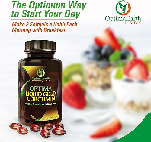 Miniatura 4 de OptimaEarth - Curcumina líquida dorada con NovaSOL - Suplemento de curcumina de cúrcuma - Factor de alivio para el dolor articular y la inflamación