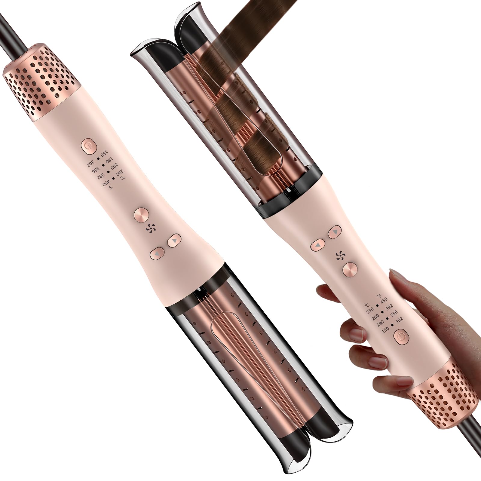 Rizador de Pelo Automatico, Rizador automático de iones negativos Rizador pelo Ondas Automático Rizos Grandes Beach Waves Moldeador Tenacilla para Pelo Largo Hair Curler Anti-Quemaduras
