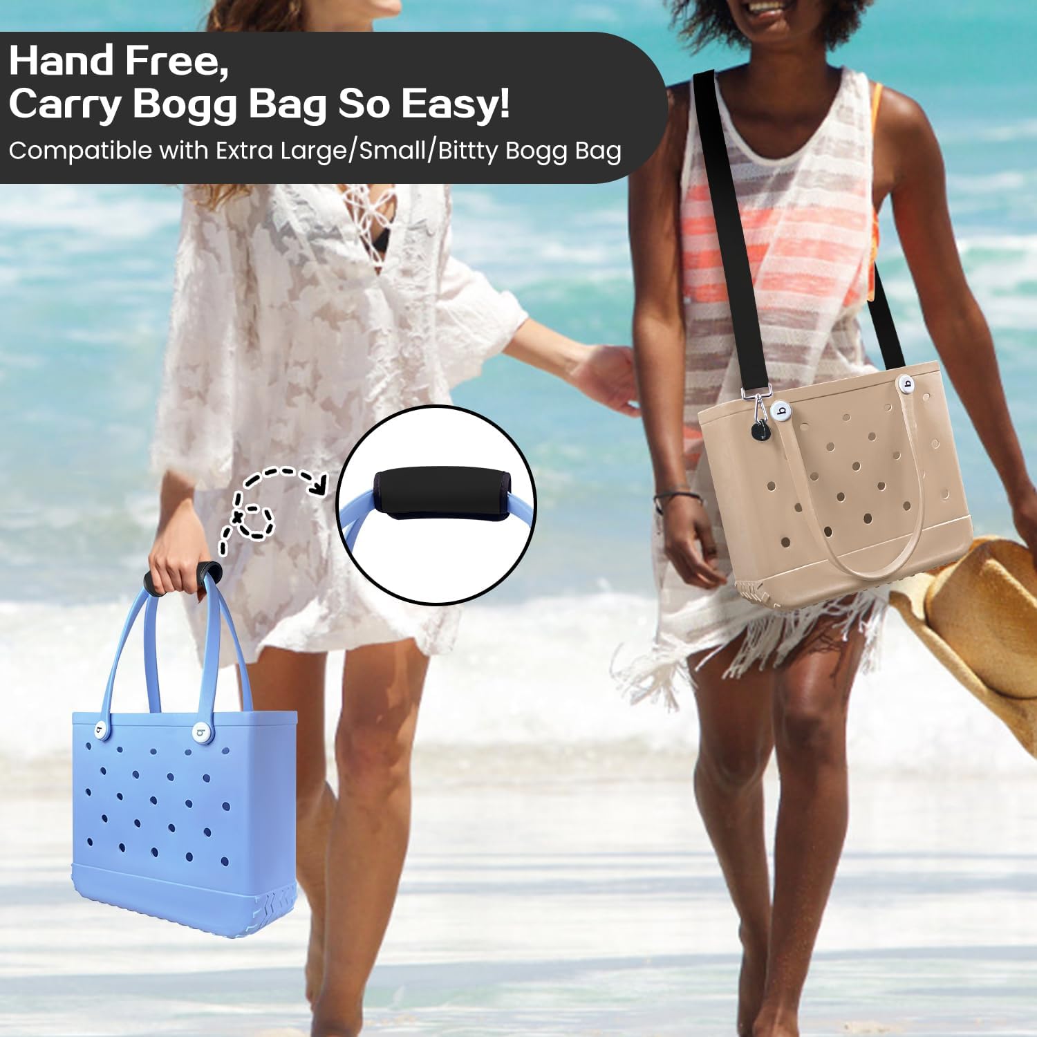 XYFuuee Strap Wrap for Bogg Bag Accessories, Adjustable Crossbody Shoulder Straps Replacement for Beach Rubber Tote Bog Bag thumbnail