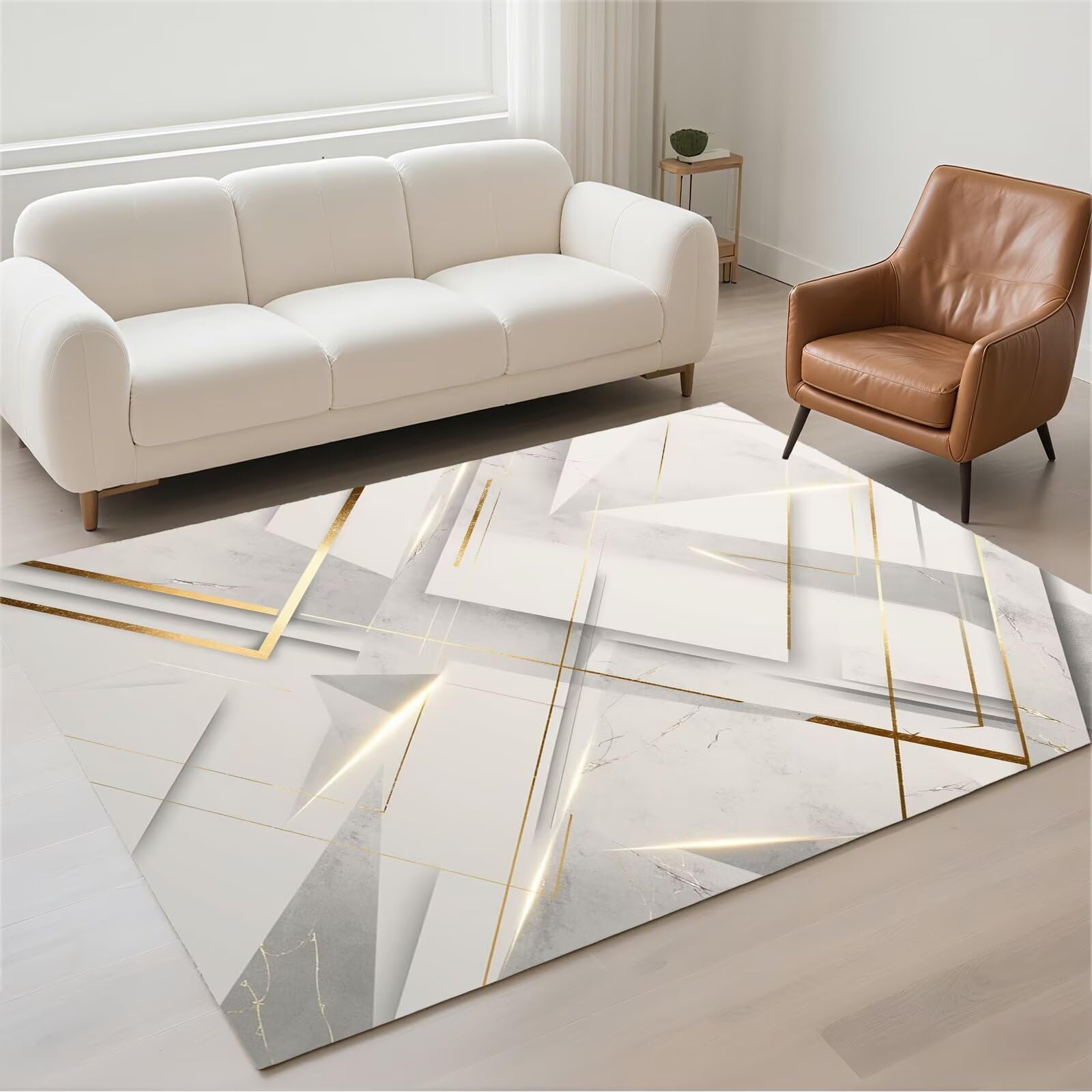 Tapis salon gris 70x140cm moderne et lavable en machine pour couloir