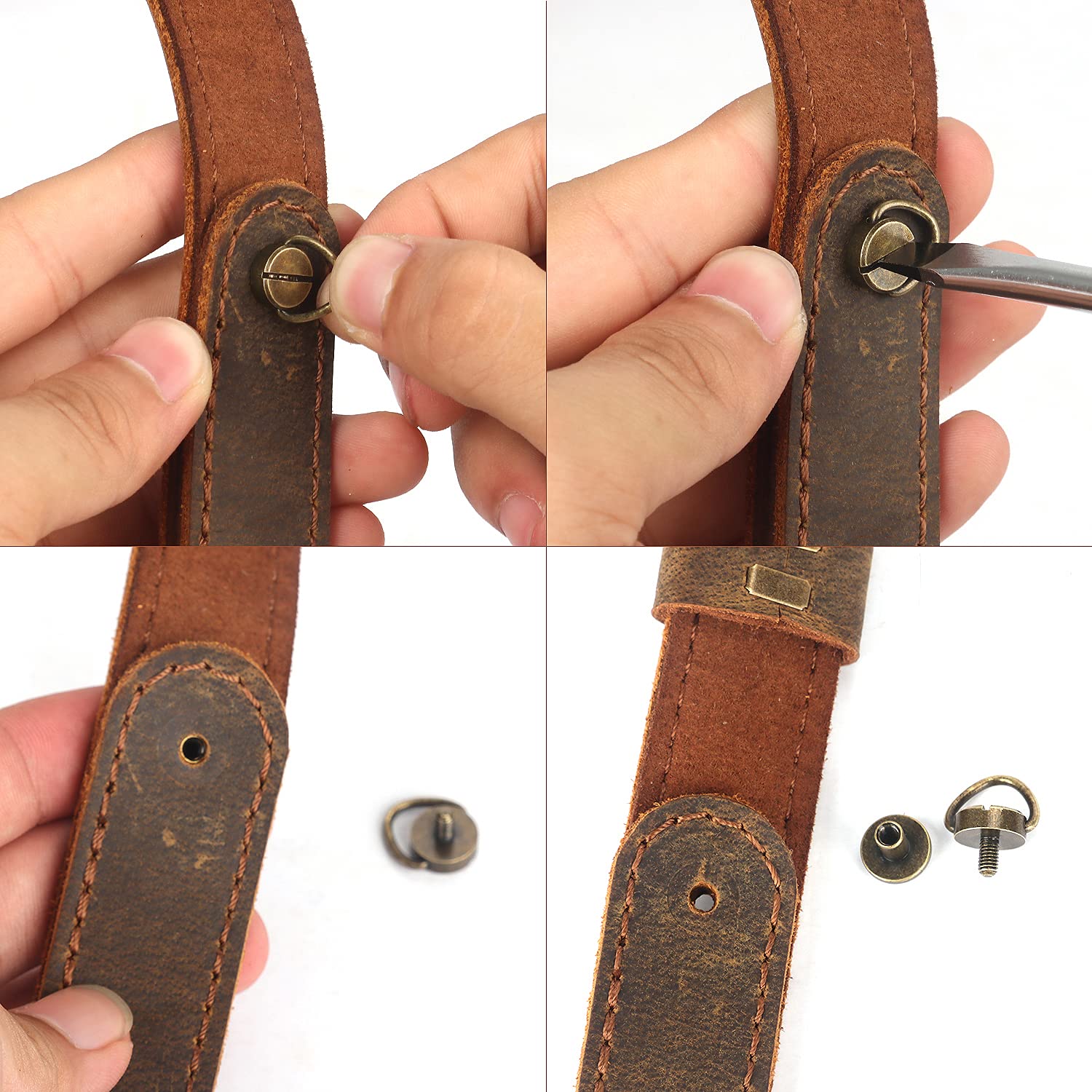TOURBON Correa para Escopeta Estilo Europeo con Eslinga para Rifle de Cuero Genuino de 3 mm