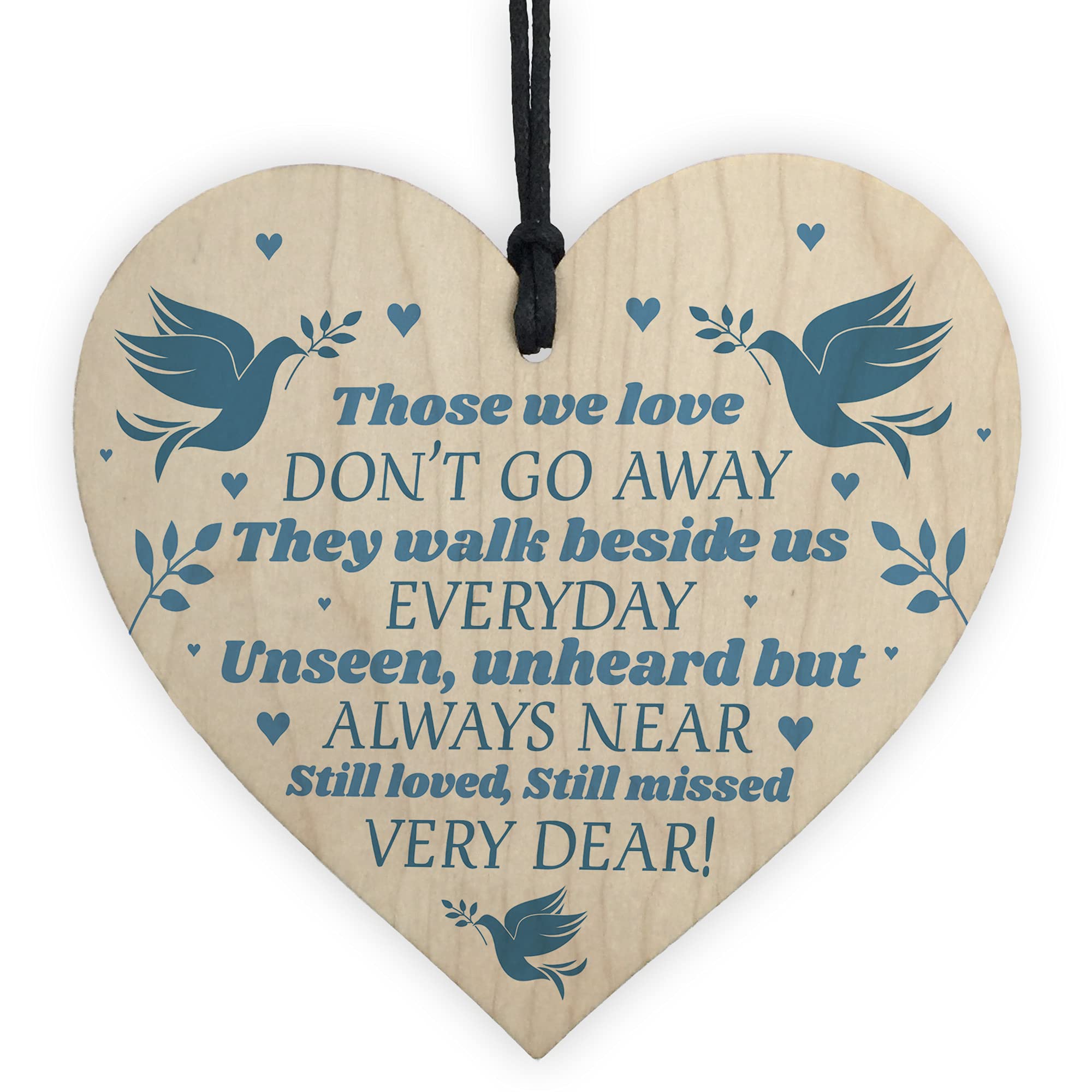 Red Ocean Wooden Heart Plaque Sign Bereavement Memorial Remembrance Poem Mum Dad Gift