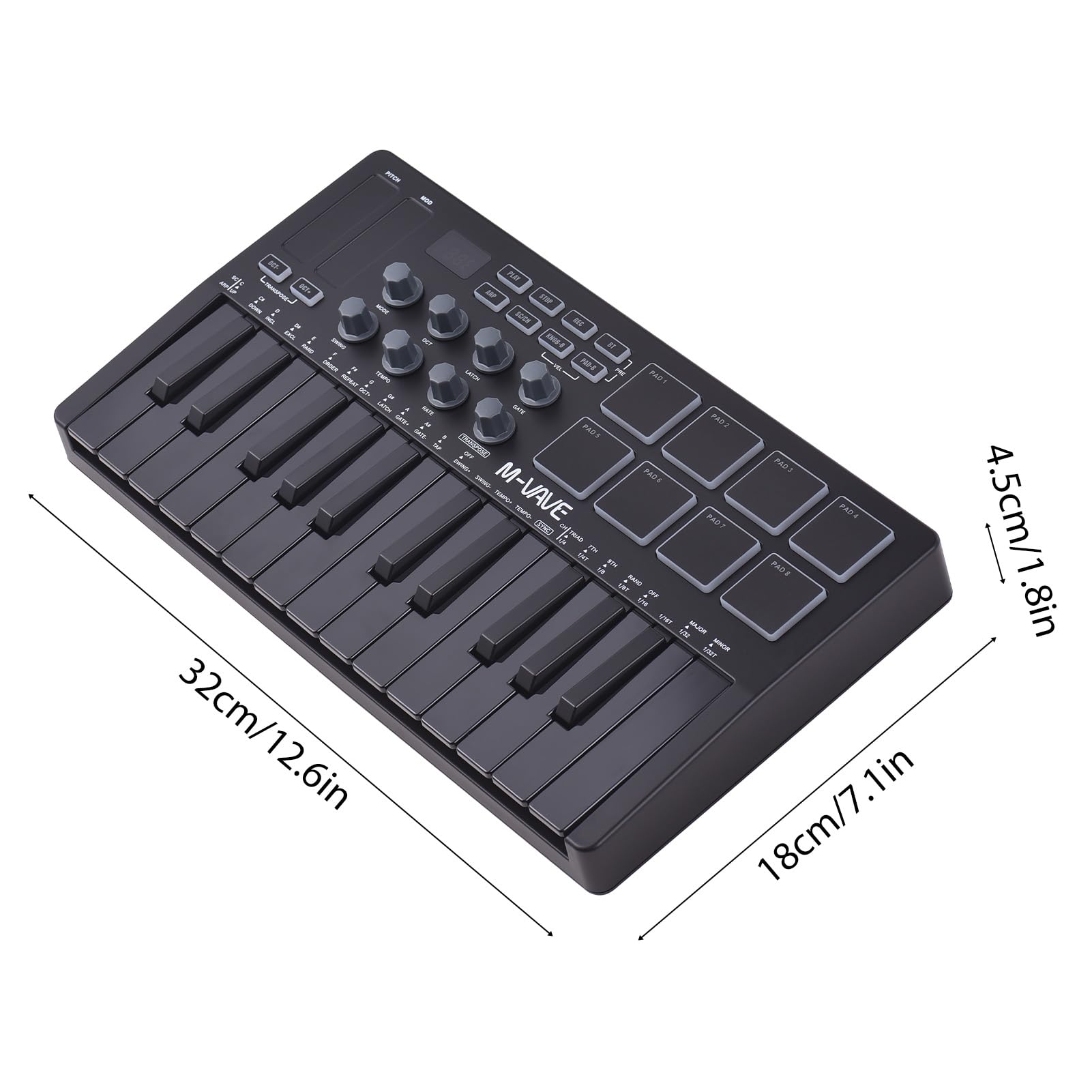 Contrôleur de clavier MIDI Beat Maker Machine rechargeable 25 touches Clavier MIDI portable Arrangement Strike Pad RVB rétroéclairé Boutons MIDI assignables pour la production de musique