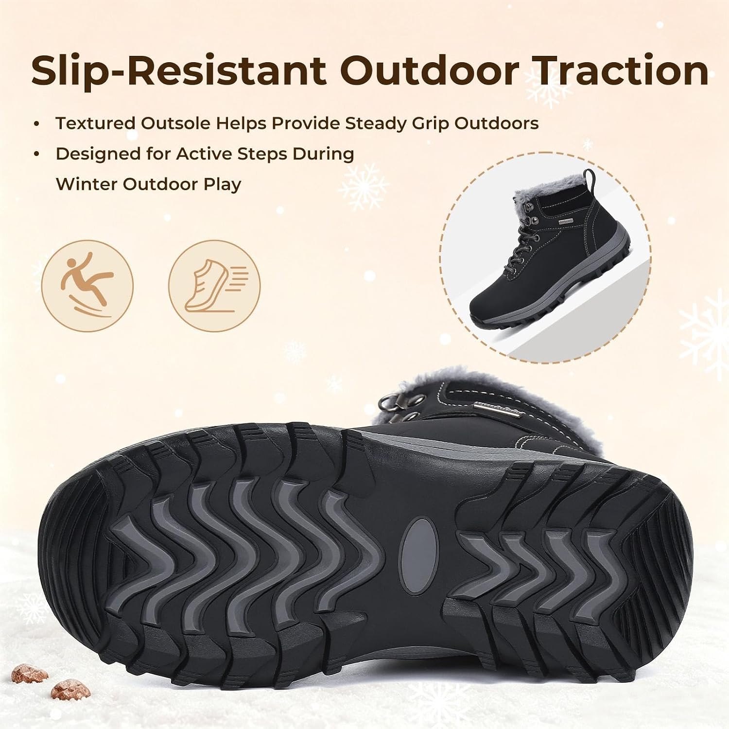 Mishansha Boys Girls Snow Boots Water Resistant Kids Winter Hiking Boots
