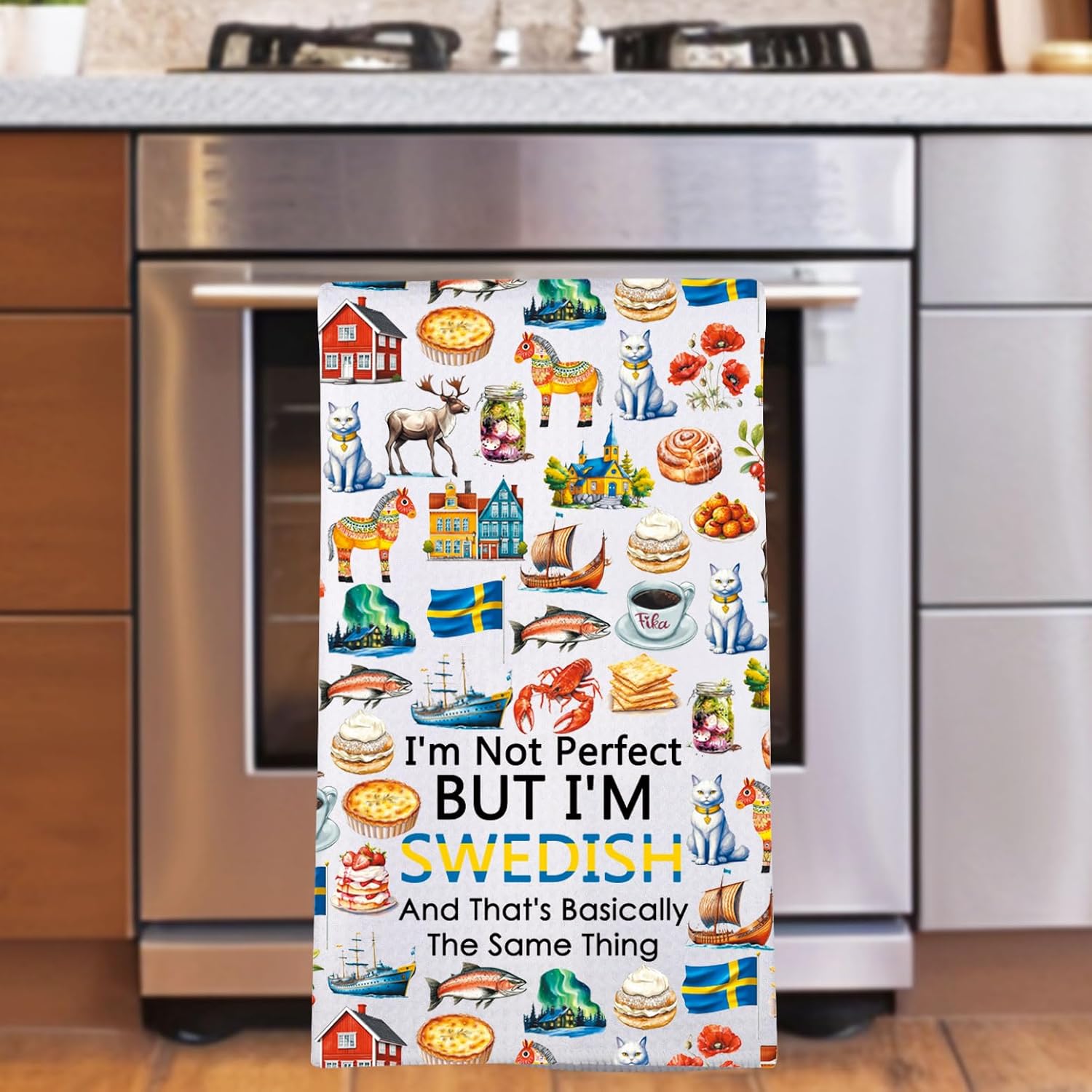 JNIAP Swedish Kitchen Towel Sweden Lover Gifts Swedish Food Gift Sweden Flag Dish Towels (Swedish kt) - Image 5