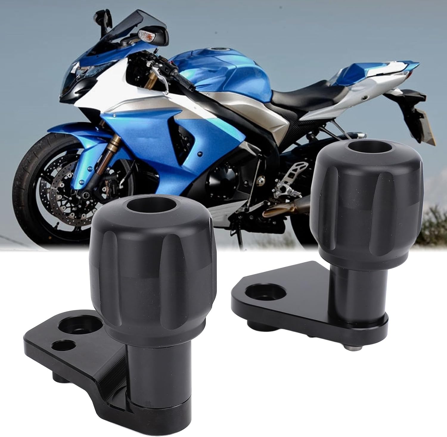 1 Pair of Motorcycle Frame Protectors Left Right Aluminium Black Fall Crash Protector Guard for GSXR 1000 GSXR1000 from 2017 to 2021