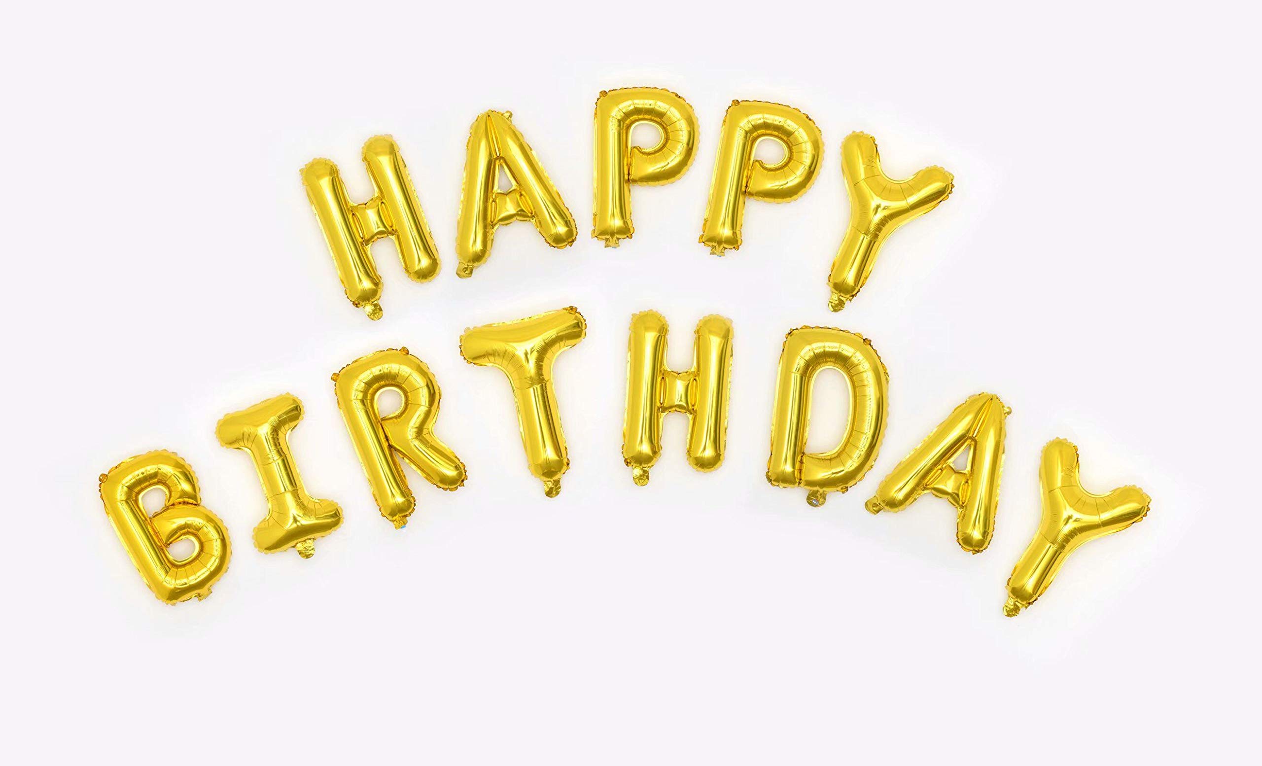 Gold Happy Birthday Banner Foil Balloon, 2m