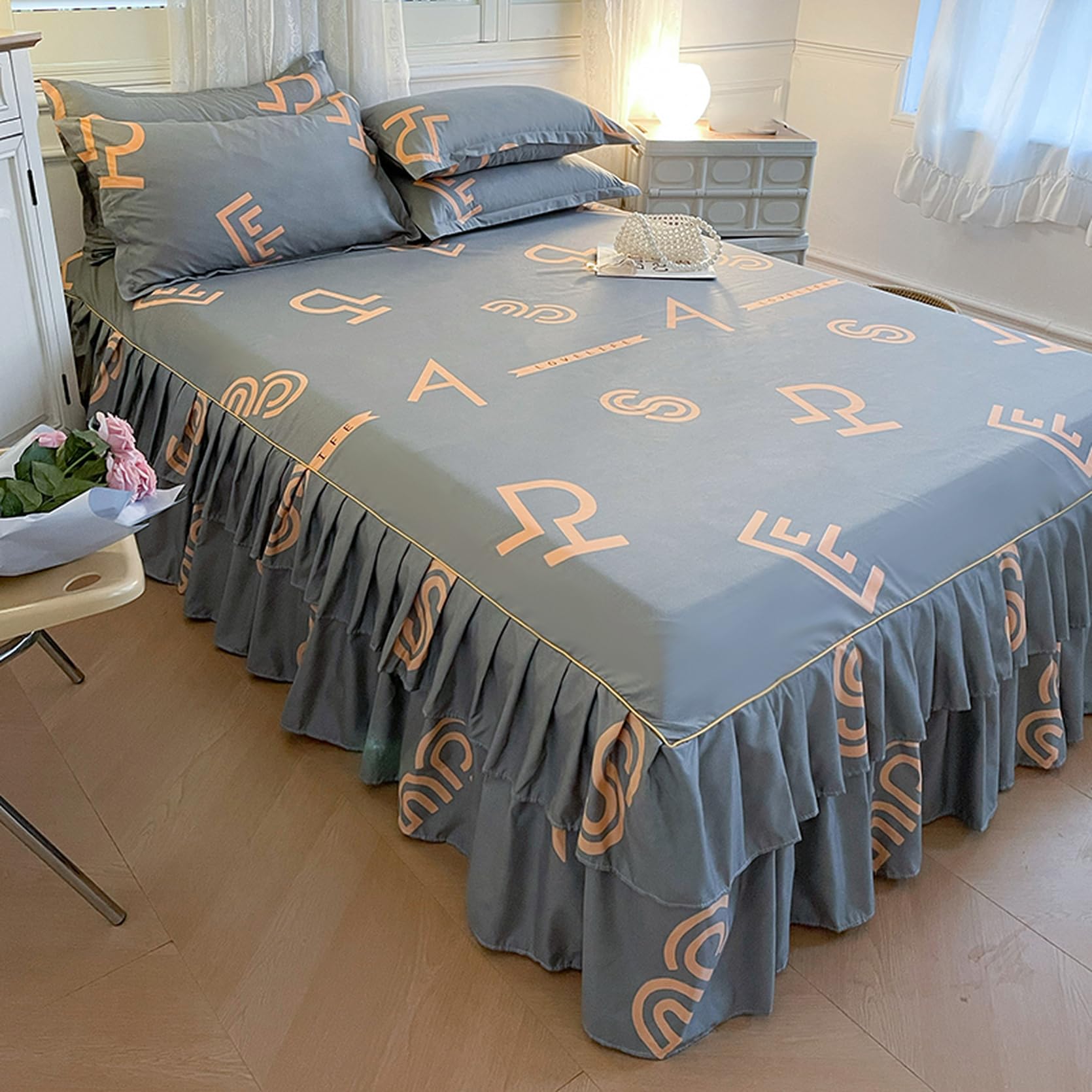 花柄ベッドスカート 200cm x 150cm Amazon｜Fzigenle 花柄 ベッドスカート カラーb07 ベッドシーツ