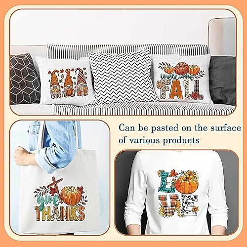 Miniatura 4 de Parches termoadhesivos de otoño para ropa, transferencia de calabaza, hojas de arce, gnomo, transferencia térmica, calcomanías para planchar para