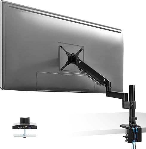 Mount-It! Soporte de escritorio para monitor ultraancho, soporte de monitor único para monitores pesados de hasta 35 pulgadas y 33 libras,