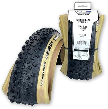 2 Vee Tire Crown GEM 20x2.25 Skinwall Bike Tires with Dual Control Compound and Folding Beads. 20 inch MTB Mountain Bike Tire.