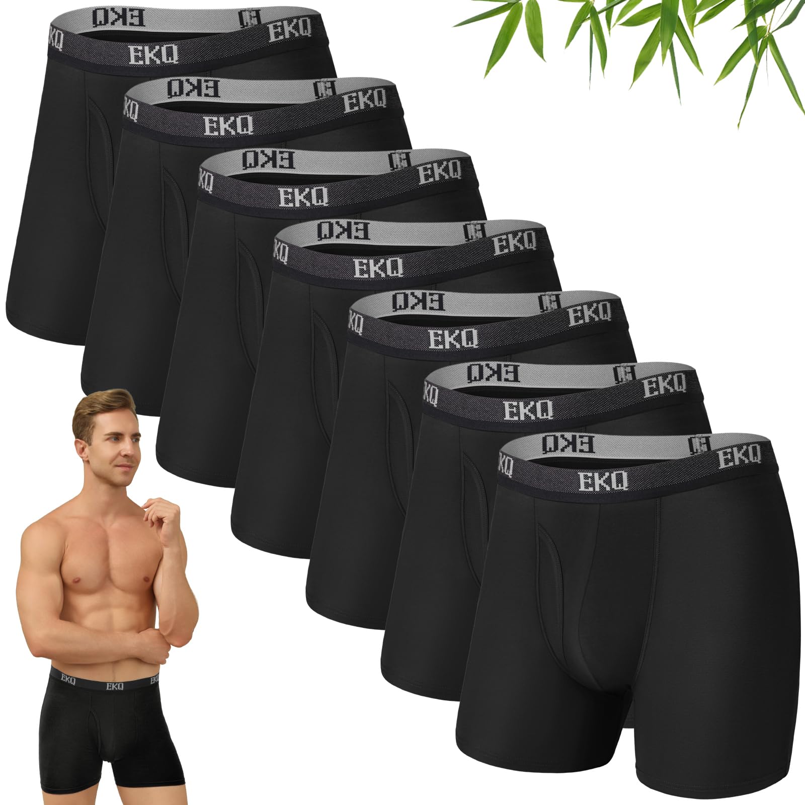 EKQ Boxershorts Herren Bambus Unterhosen Männer 7 Pack Atmungsaktive Unterwäsche Herren mit Elastischem Bund und Keine kratzigen Etiketten Sport Herrenunterhosen- Gr. S-2XL