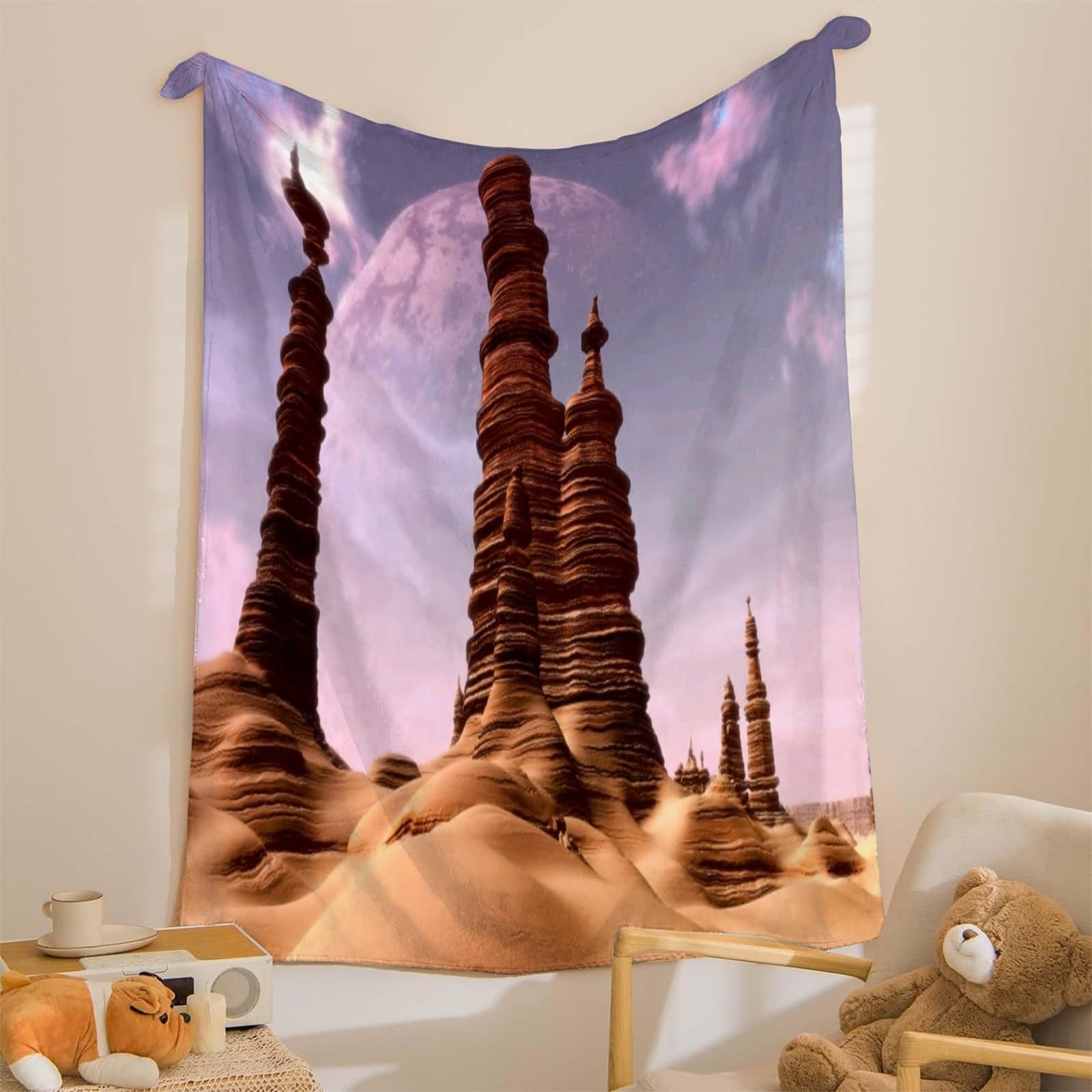 Koc pustyni Rzeźba Koc Łóżko Pojedyncze Ciepły Miękki Koc Sofa Puszysty Flanelowy 180 x 200 cm Na Wszystkie Pory Roku