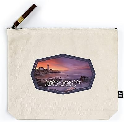 Lantern Press Cape Elizabeth, Maine, Portland Head Light, Contour (100% Cotton Canvas Travel Accessory Go Bag)