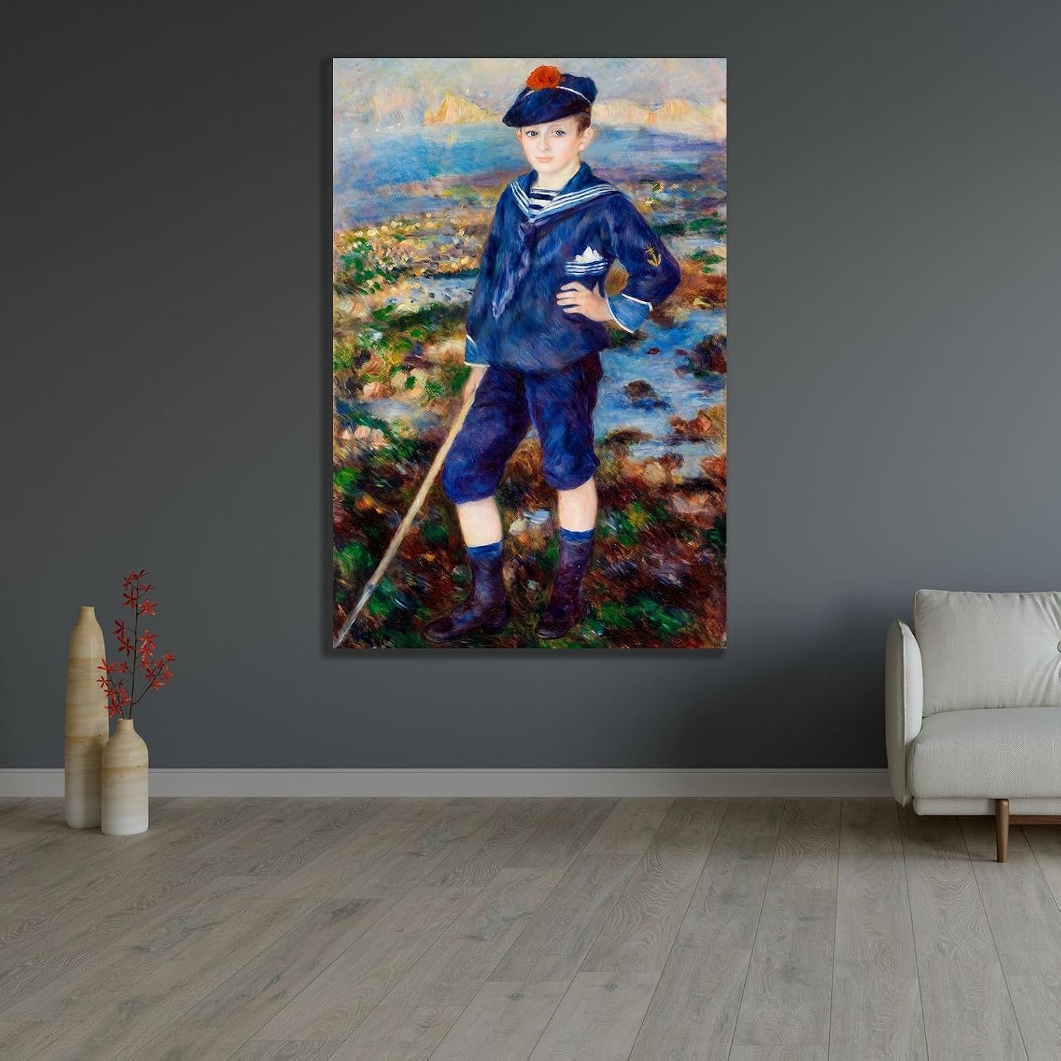 ArtDirect Sailor Boy Portrait of Robert Nunes 1883 Custom Framed Art Print Giclee Print or Canvas Options with Various Sizes and Customization by Renoir, Pierre-Auguste