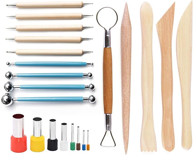 Polymer Clay Tools, Polymer Clay Sculpting Tools Set, 8pcs Circle Shape Polymer Clay Cutters, 5pcs Dotting Tools, 4pcs Ball Stylus Tool, 5pcs Modelling Clay Carving Tools