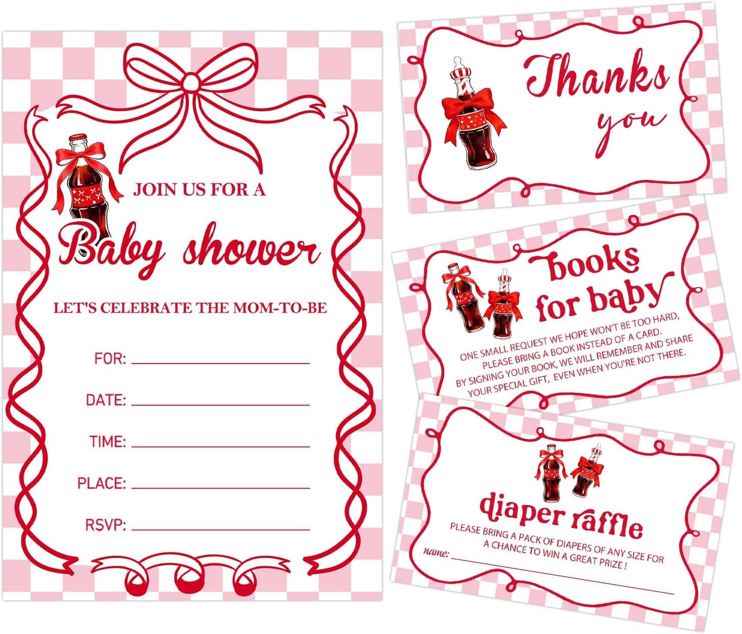 Shes Ready To Pop Baby Shower Decorations,She Is Ready To Pop Baby Shower Invitations for 20 Guests Matching Envelopes,Gender Reveal Party Decorations,Birthday Invitation Bundle Pack For 1St