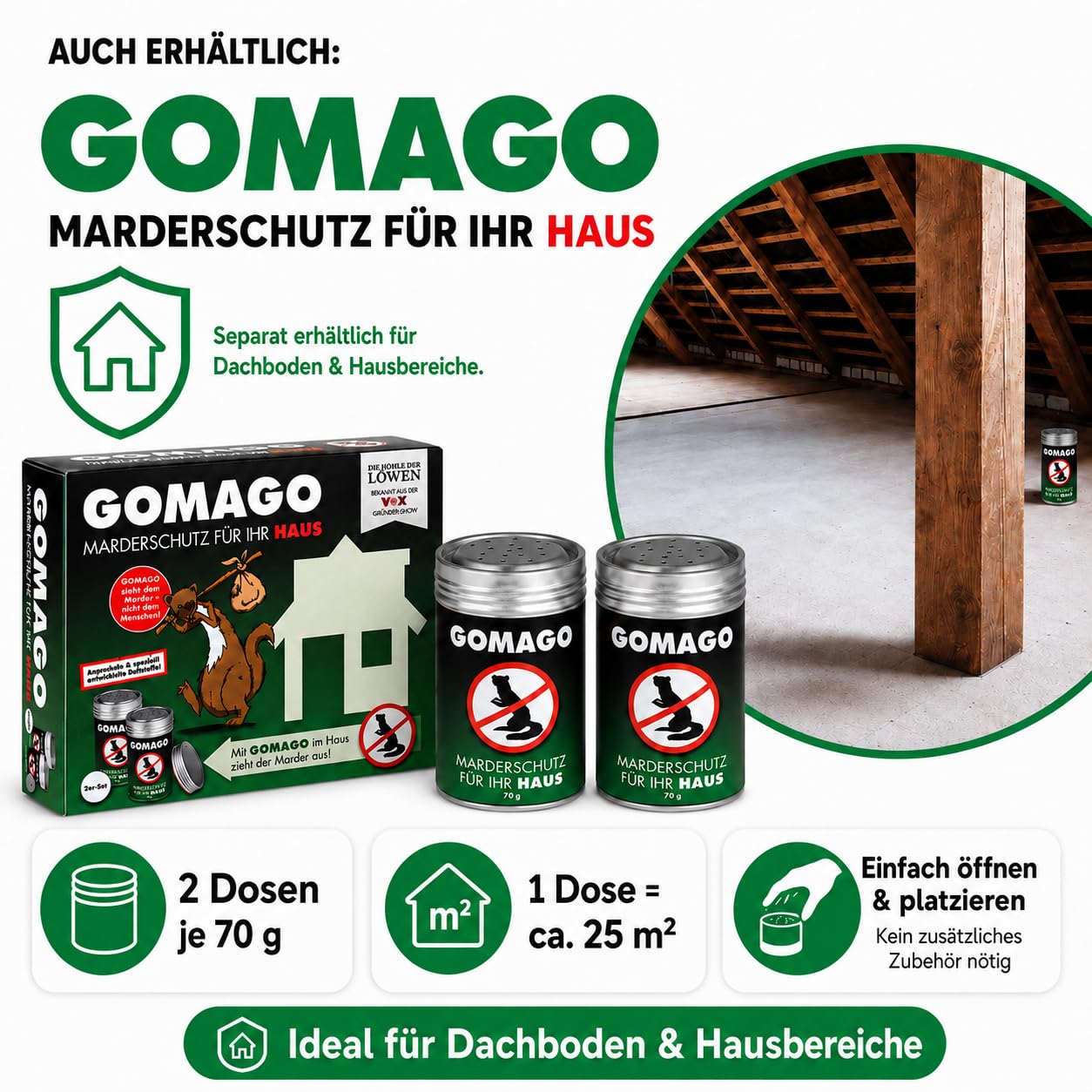 GOMAGO Marderschutz Auto Vorteils-/Doppelpack | Duftstoffbasierte Marderabwehr für den Motorraum | Starke Alternative zu Marderschreck, Marderspray & Ultraschall | ca. 6 Monate wirksam