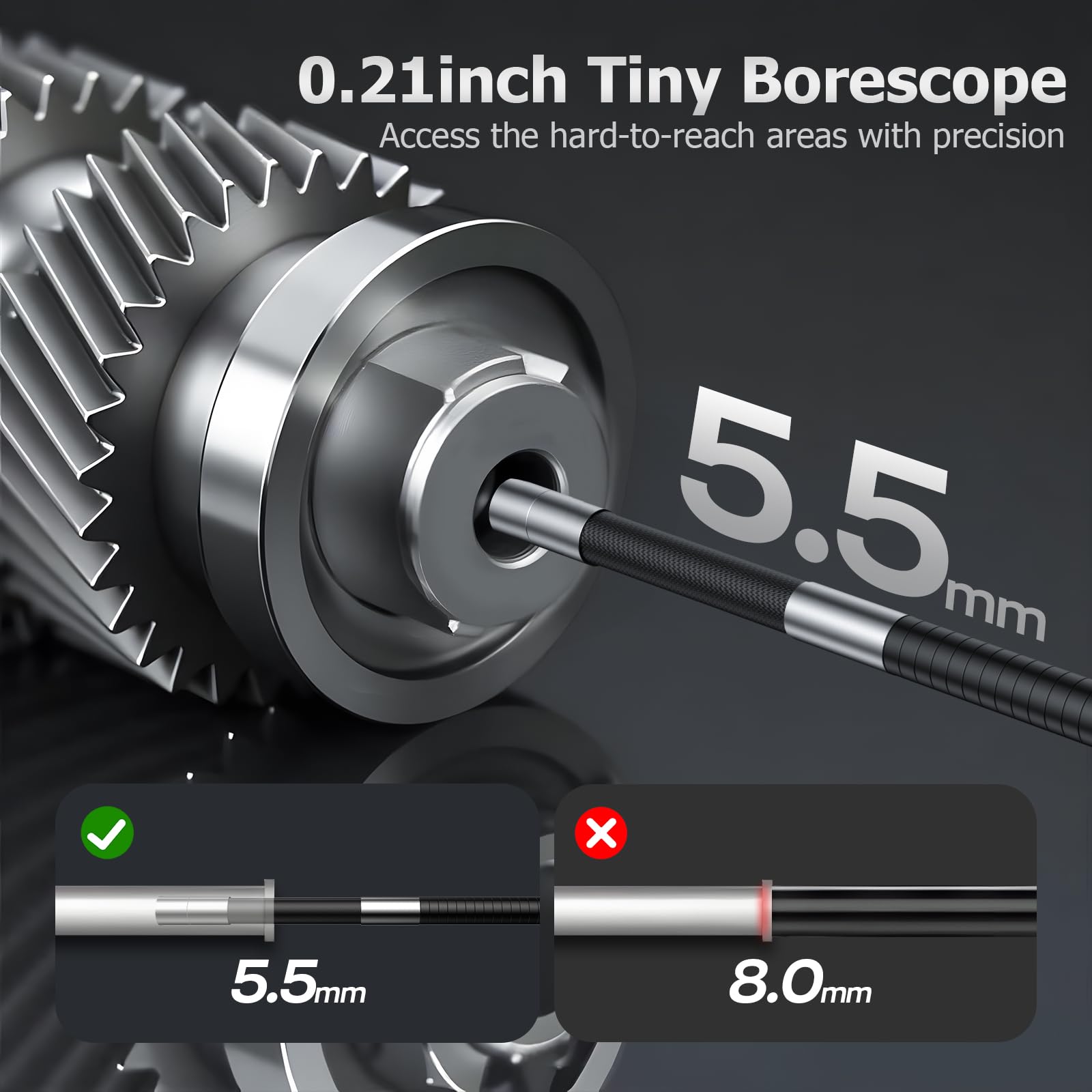 5.5mm Articulating Borescope for Mechanic Automotive Wall Inspection — Amazon image 2