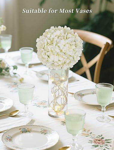 Miniatura 3 de BLOSMON Hortensias artificiales de hortensia 10 piezas de flores falsas de seda blanca hortensias hortensias artificiales arreglos florales ramo