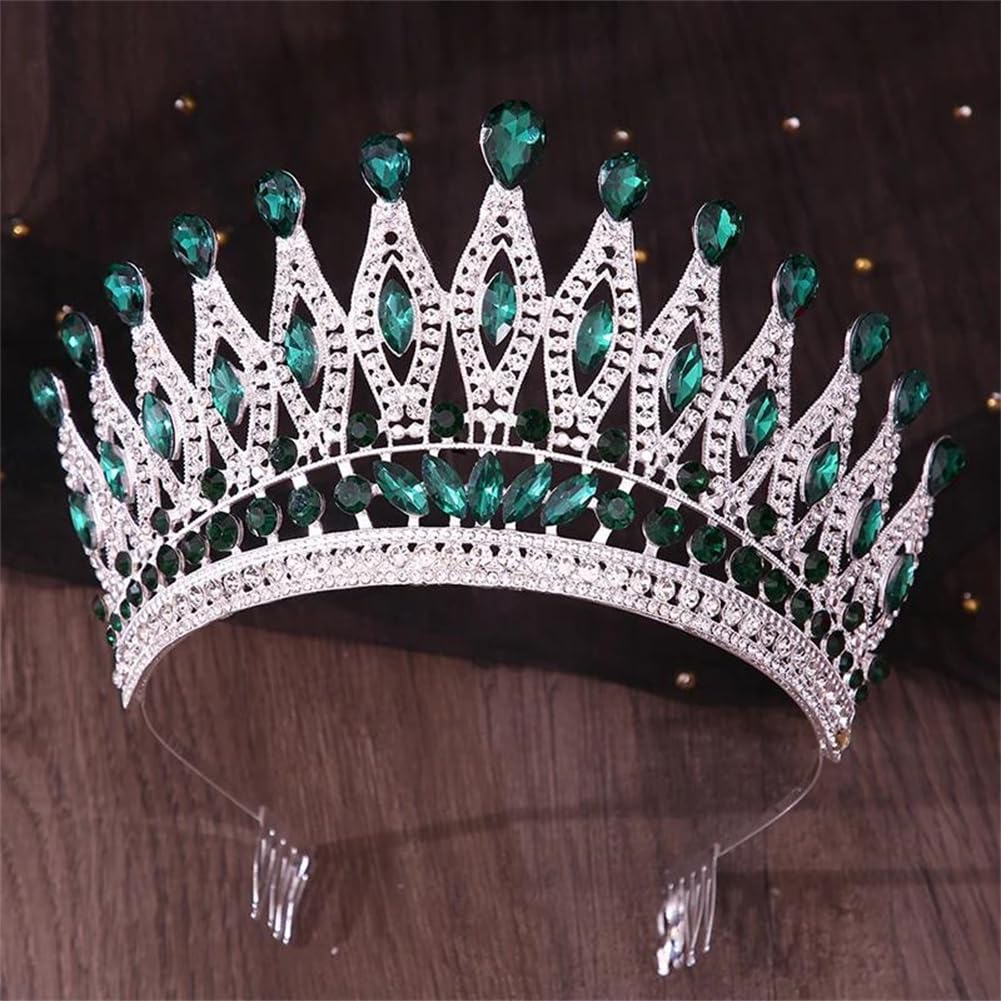 LNNSHX Frauen Strass Krone Große Diadem Braut Tiara Kronen Braut Hochzeit Party Kämme Krone Haar Schmuck