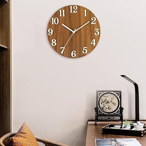 Miniatura 2 de Reloj de pared luminoso simple reloj colgante analógico redondo con función brillante luz nocturna reloj de pared de 12 pulgadas para cocina,