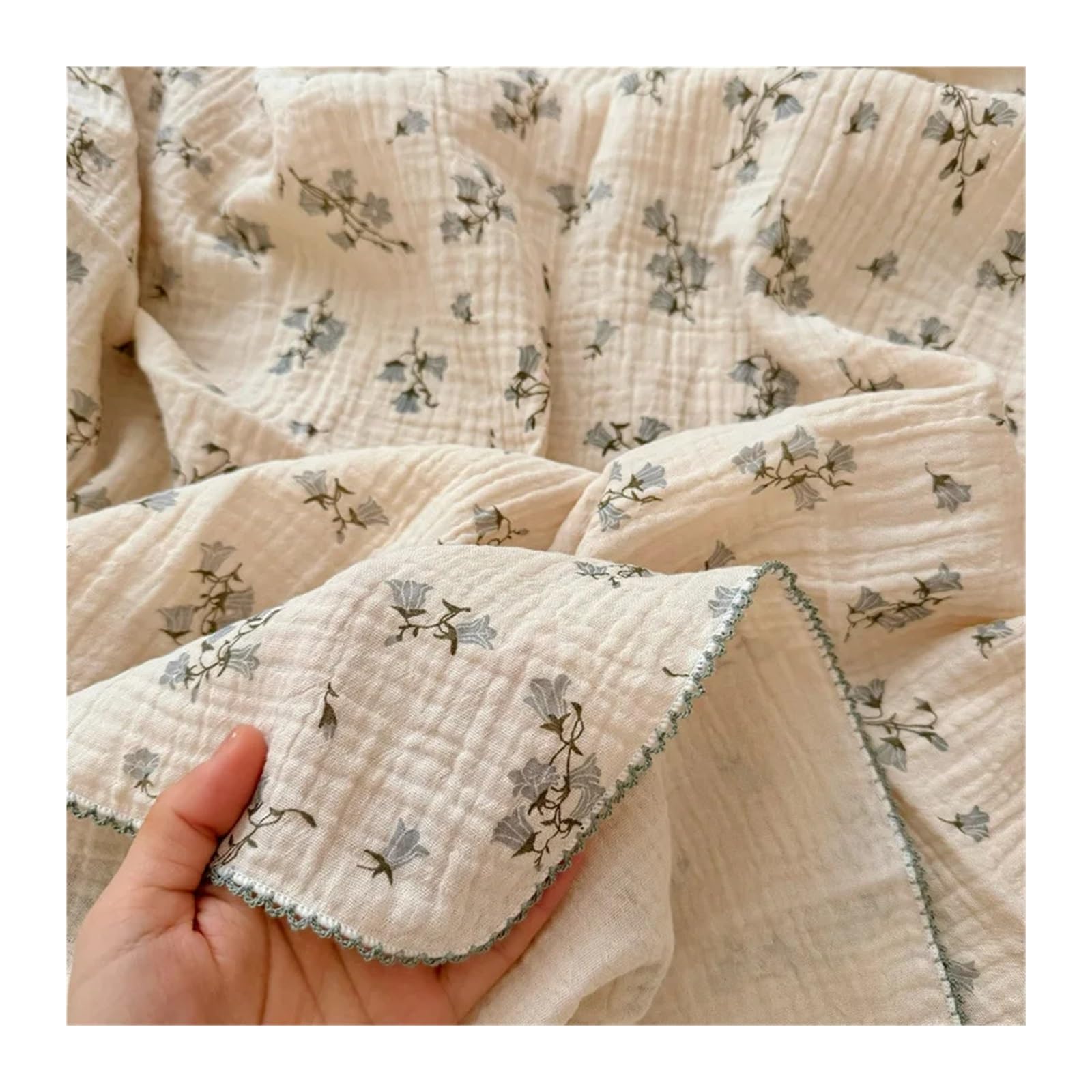LPATEBCVU Cotton Muslin Throw Blanket Cute Gauze Muslin Cotton Blanket Summer Floral Bath Towel Cozy Soft Throw Nap Cover Quilt Thin(Color2)