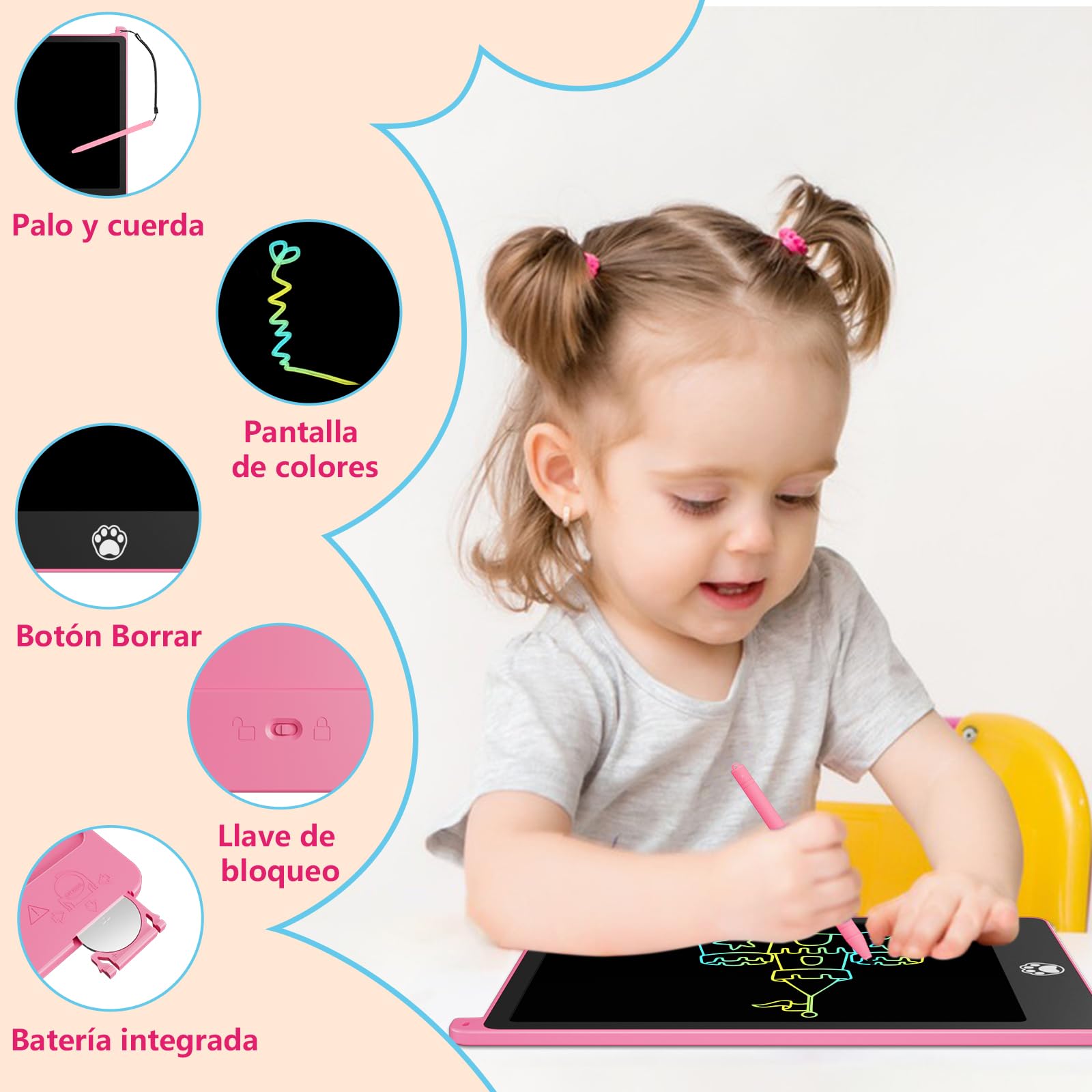 Tableta de Escritura LCD Colorido 8,5 Pulgadas 4 Paquetes para Niños Regalo Borrable Reutilizable Juguete