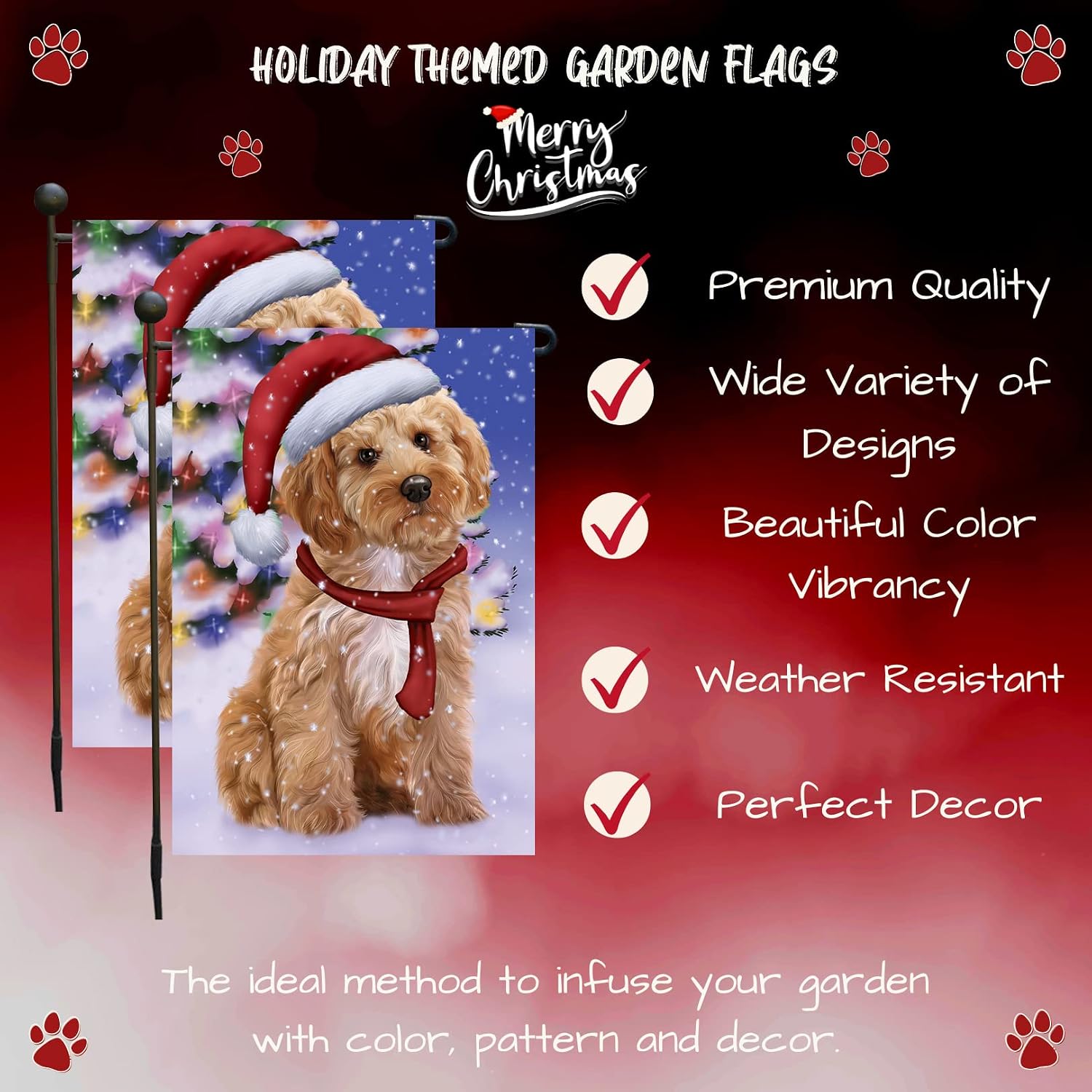 Doggie of the Day Cockapoo Dog Garden Flags - Christmas Winterland Wonderland - Double Sided - Yard Porch Lawn Spring Decorative Gift - Home Decor 12 1/2"w x 18"h - GFLAG48855