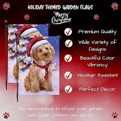 Miniatura 3 de Doggie of the Day Cockapoo - Banderas de jardín para perros  País de las Maravillas de Navidad  Doble cara  Regalo decorativo de primavera