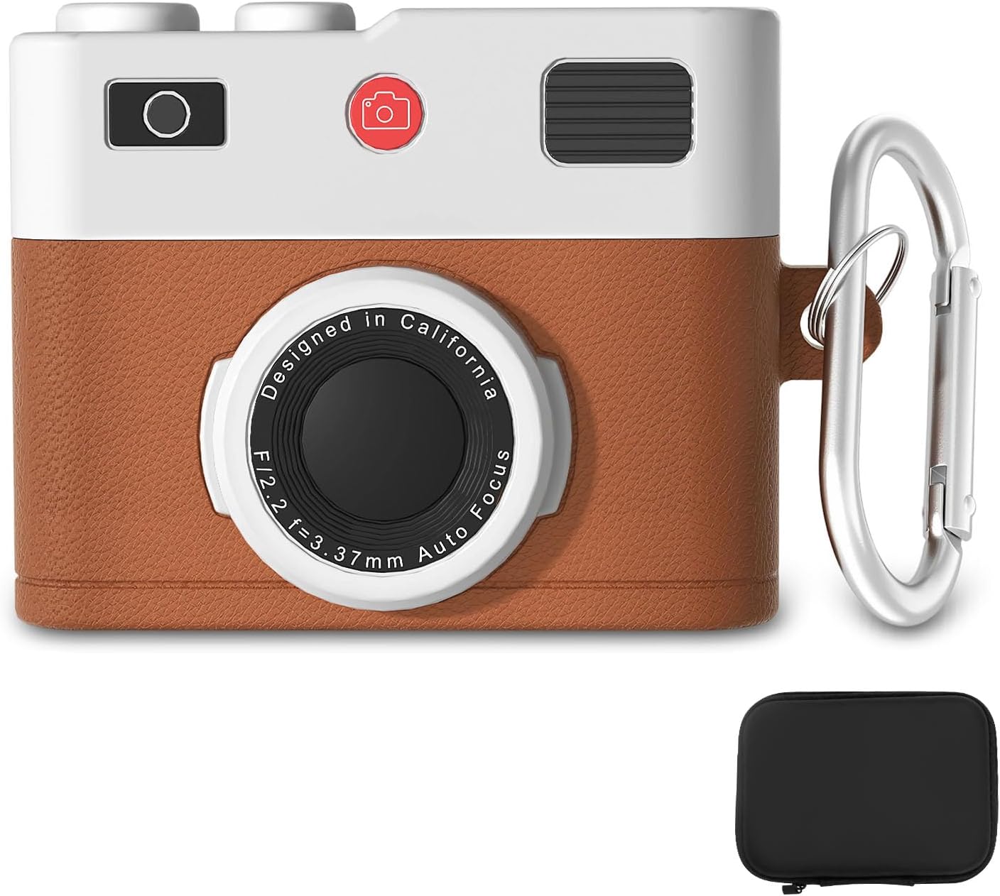 Compatible with AirPods Pro 3 Generation, Camera Design Case with Keychain, Shockproof Protective Case Compatible with AirPods Pro 3, Ideal for Travel and Daily Use (Brown)