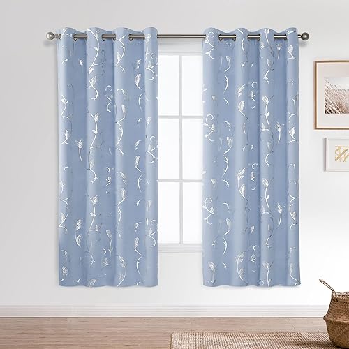 Miniatura 10 de BUHUA Cortinas opacas de 84 pulgadas de largo, con patrón de estampado de vid para oscurecer la habitación, cortinas y cortinas para sala de estar,