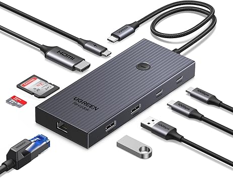 UGREEN Revodok Pro 1091 10Gbps Hub USB C HDMI 4K 60Hz Ethernet Gigabit PD 100W Lettore Schede SD TF Porte Dati 2A2C Docking Station Compatibile con MacBook iPad Air Pro iPhone 17 Galaxy S25