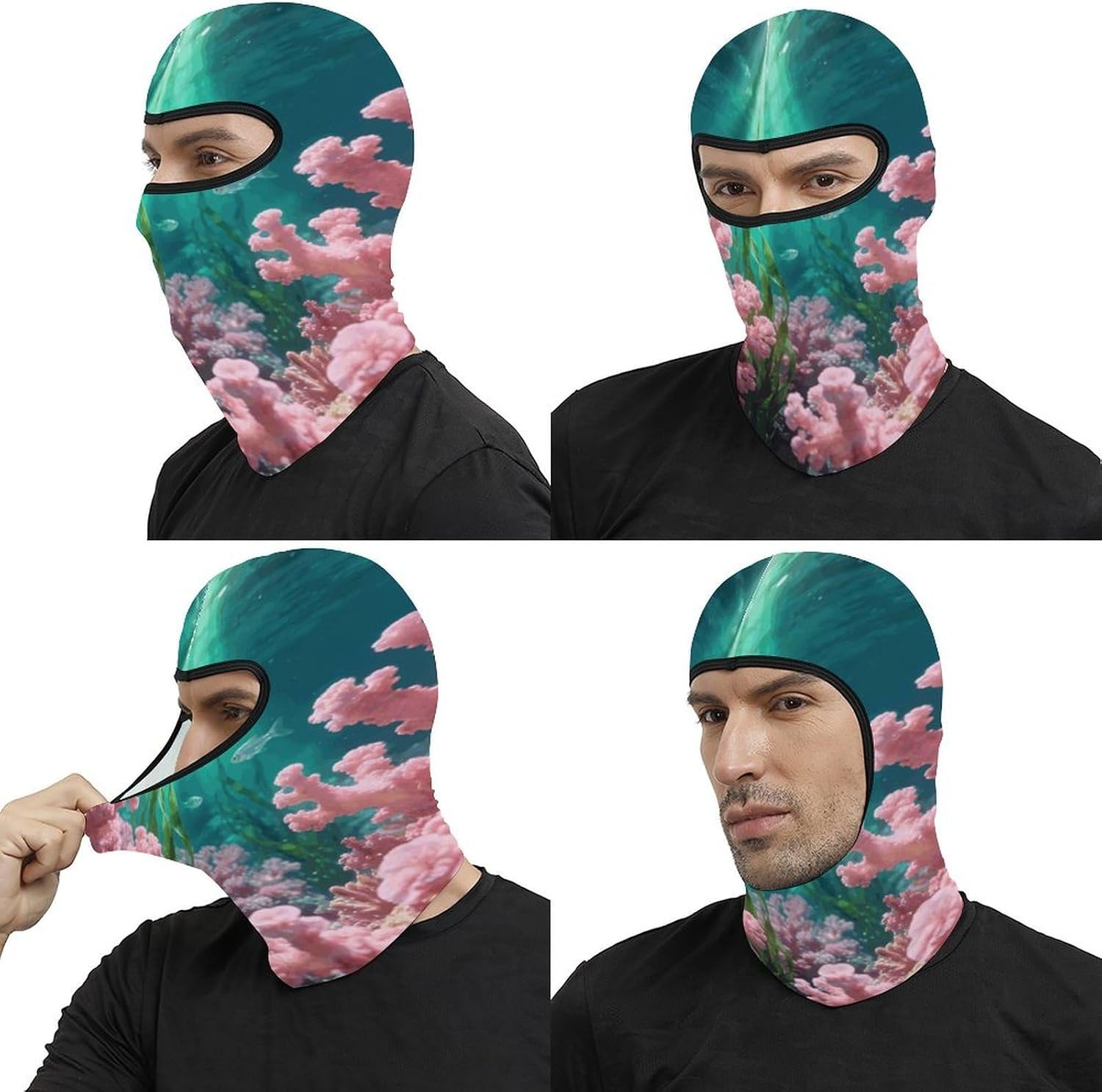 Pink Teal Balaclava Face Mask for Men Women | Windproof Motorcycle Neck Gaiter Full Face Cover, Warmer Ski Mask, Breathable UV Protection Full Face Mask for Outdoor Sports