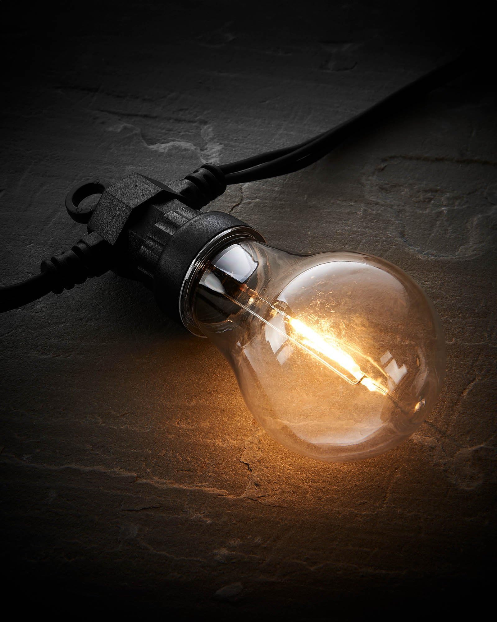WeRChristmas LED Festoon Lights, A60 Filament Bulb, Black Cable