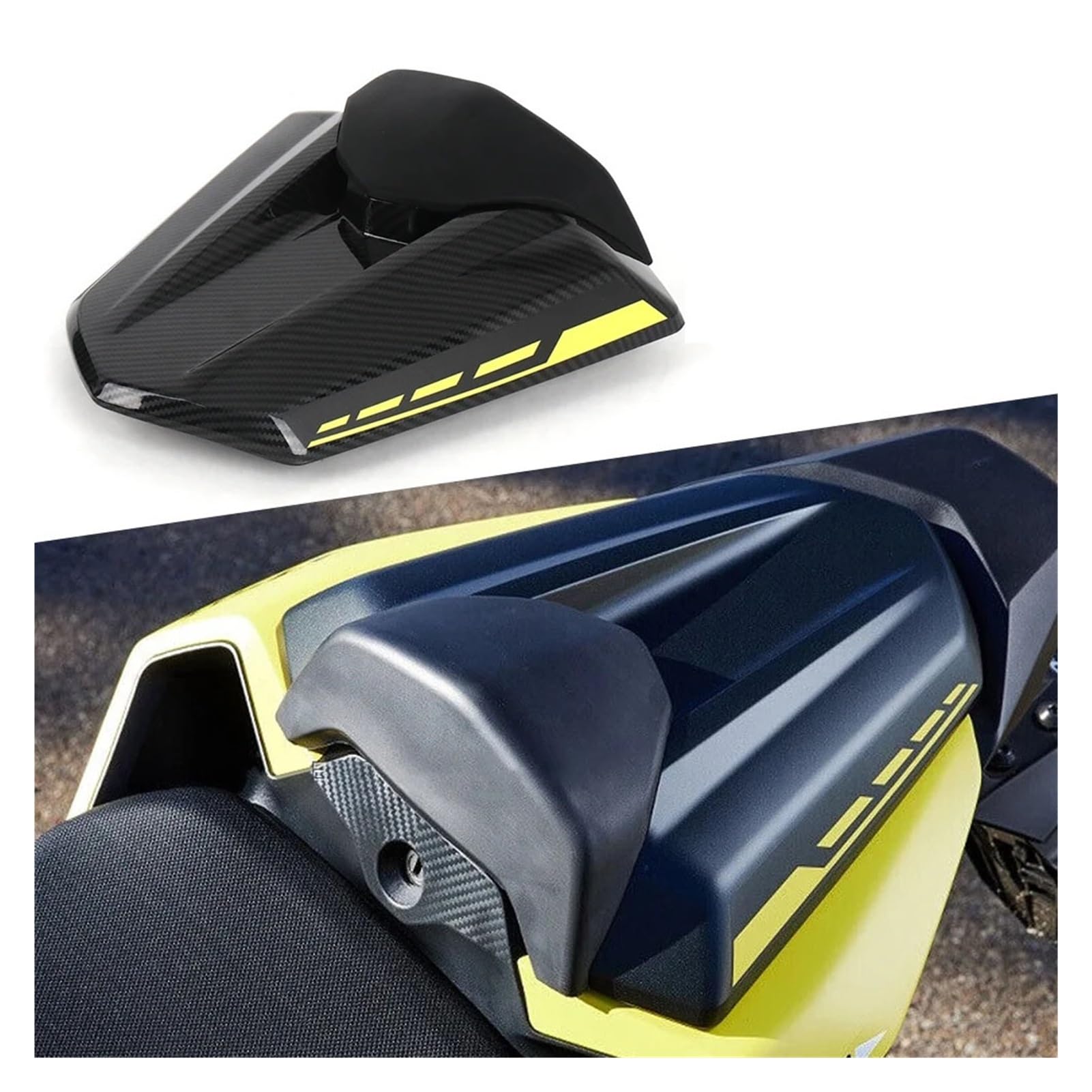 Motorradzubehör kompatibel mit Honda CB 750 Hornet 2023 2024: Soziussitzabdeckung, Heckverkleidung aus Kohlefaser(Matte Black Yellow)