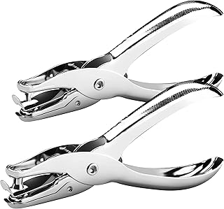 2 Pcs Hole Punch, 1/4 Inch and 1/8 Inch Single Hole Punch, MoHern Hole Puncher Single, Hole Puncher for Crafts, Tags, Tickets, Circle Paper Punches with 6 Sheet Capacity for Home, Office, School